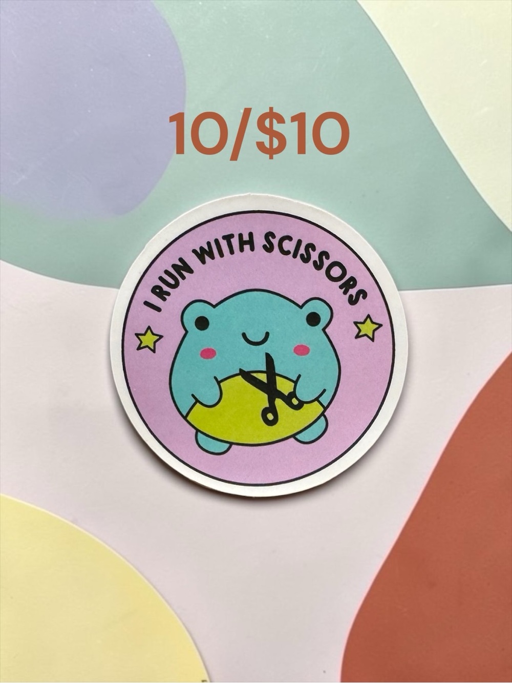 10 / $10 I Run With Scissors Cute Frog Sticker